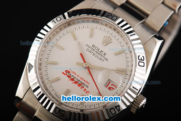 Rolex Datejust Turn-O-Graph Automatic with White Dial and Red Second Hand - Click Image to Close